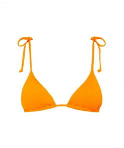 Kulani Kinis Padded Bralette Bikini Top - Papaya Ribbed