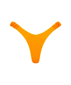 Kulani Kinis Bikini Bottoms Retro Y Thong Bikini Bottom - Papaya Ribbed