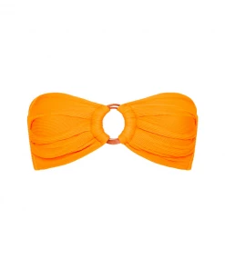 Kulani Kinis Strapless Bandeau Bikini Top - Papaya Ribbed Bikini Tops