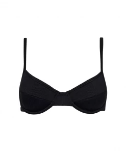 Kulani Kinis Ditzy Underwire Bra Bikini Top - Pitch Black Ribbed New Arrivals 17 Kulani Kinis Ditzy Underwire Bra Bikini Top - Pitch Black Ribbed New Arrivals