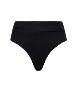 Kulani Kinis High Waist Cheeky Bikini Bottom - Pitch Black Ribbed Bikini Bottoms 9 Kulani Kinis High Waist Cheeky Bikini Bottom - Pitch Black Ribbed Bikini Bottoms
