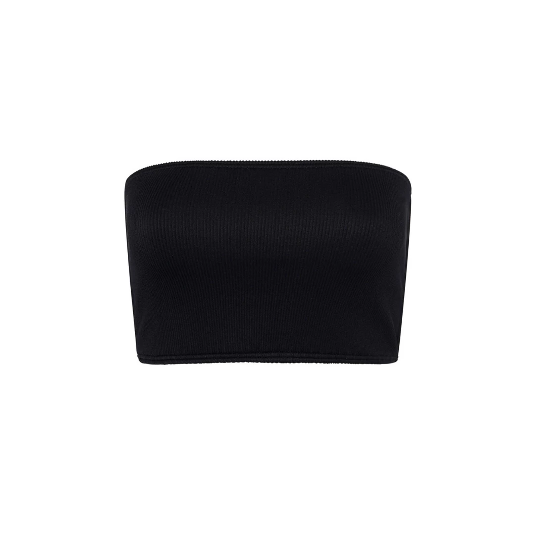 Kulani Kinis Long Tube Bikini Top - Pitch Black Ribbed Bikini Tops 7 Kulani Kinis Long Tube Bikini Top - Pitch Black Ribbed Bikini Tops