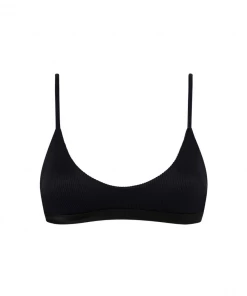 Kulani Kinis Minimal Bikini Top - Pitch Black Ribbed