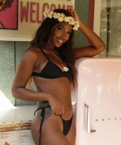 Kulani Kinis Thong Tie Side Bikini Bottom - Pitch Black 13 Kulani Kinis Thong Tie Side Bikini Bottom - Pitch Black