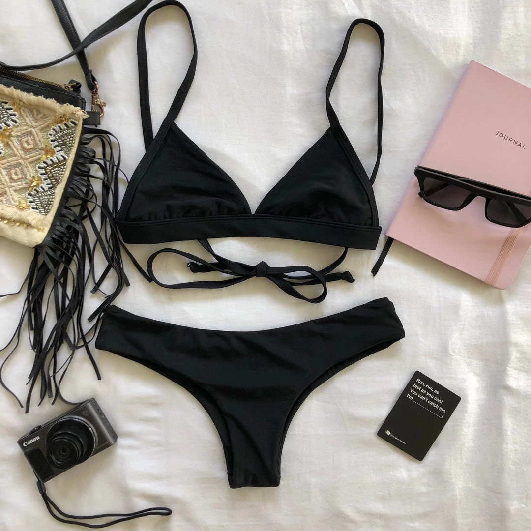 Kulani Kinis Cheeky Bikini Bottom - Pitch Black Bikini Bottoms 6 Kulani Kinis Cheeky Bikini Bottom - Pitch Black Bikini Bottoms