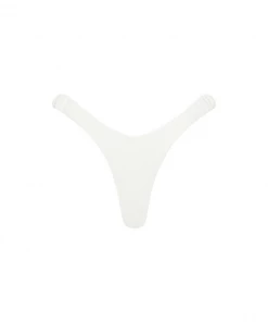 Kulani Kinis New Arrivals Retro Y Thong Bikini Bottom - White Ribbed