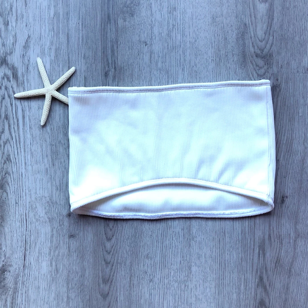 Kulani Kinis Long Tube Bikini Top - White Ribbed Bikini Tops 7 Kulani Kinis Long Tube Bikini Top - White Ribbed Bikini Tops