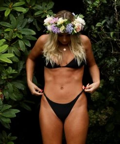 Kulani Kinis Bikini Bottoms Cheeky Braided Bikini Bottom - Pitch Black